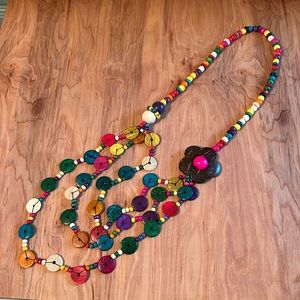 Bright Bold Wooden Bead Necklace, so vibrant and FUN! NWT